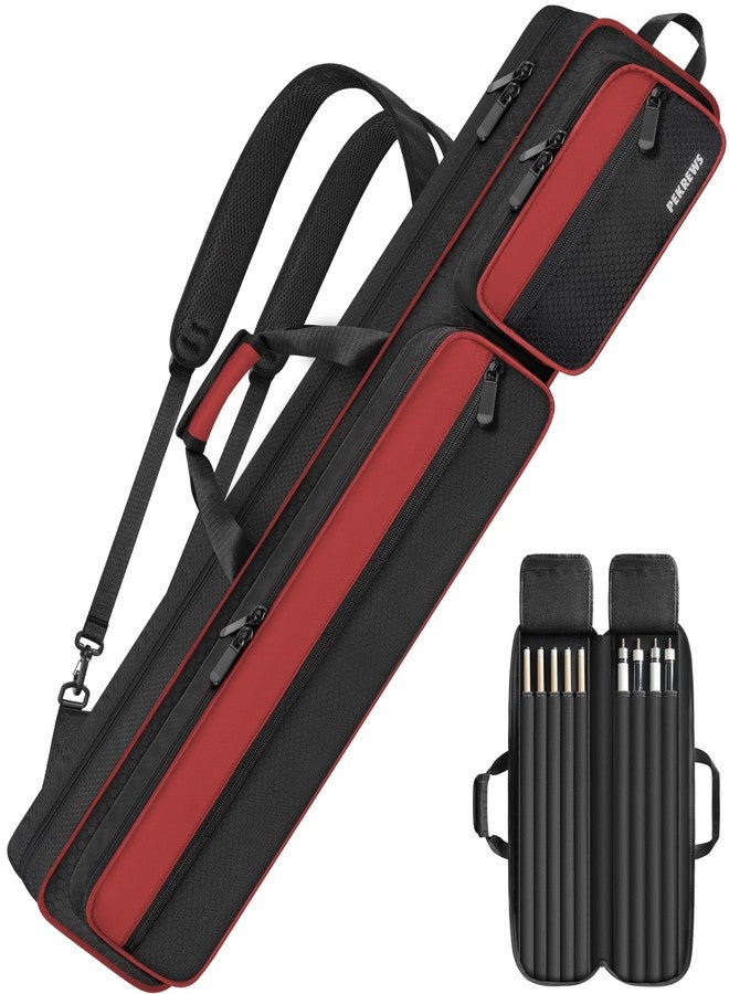 PEKREWS Pool Cue Case 4x5, Pool Stick Case with Multiple Pockets Holds 4 Butts 5 Shafts, Sturdy Pool Stick Bag with Adjustable Shoulder Straps, Billiard Cue Backpack Soft Padded for Women and Girls - Image 1